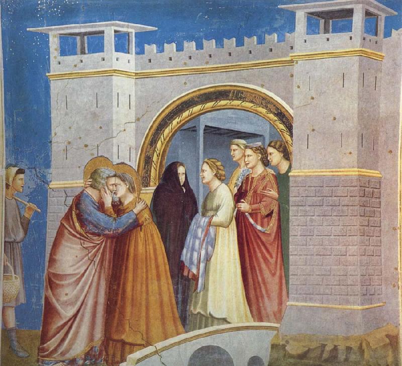 GIOTTO di Bondone Anna and Joachim Meet at the Golden Gate Norge oil painting art